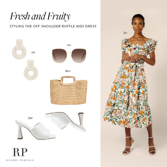 Rachel Parcell Printed Cotton Shirt Dress In Orange Blossom Cream NWT Size 0 - Picture 4 of 16